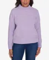 Alfred Dunner Plus Size Classic Chenille Diamond Turtleneck Sweater In Lilac
