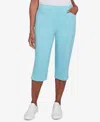 Alfred Dunner Petite Classics Flat Front Allure Clamdigger Pants In Aqua