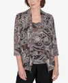 Alfred Dunner Classic Metallic Paisley Two In One Top In Multi Black