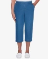 Alfred Dunner Petites Womens Denim Elastic Capri Pants In Blue