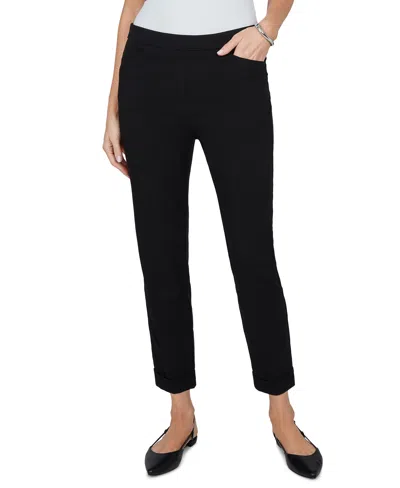 Alfred Dunner Petite Classics Pull-on Cropped & Ankle Pants In Black