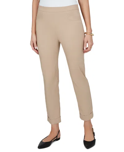 Alfred Dunner Petite Classics Pull-on Cropped & Ankle Pants In Neutral