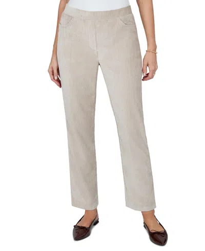 Alfred Dunner Petite Classics Pull-on Straight Corduroy Pants In Brown