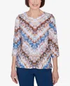 Alfred Dunner Classic Python Chevron Crew Neck Top In Multi