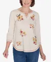 Alfred Dunner Alf Dunner Plus Size Classic Sunflowers And Birds Top In Oatmeal