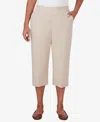 Alfred Dunner Petite Classic Stretch Waist Accord Button Hem Capri Pants In Stone