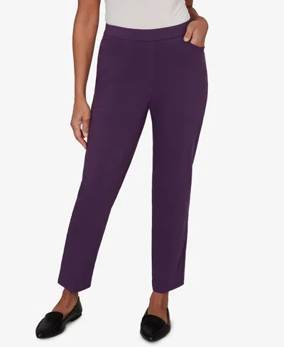 Alfred Dunner Petite Colored Allure Stretch Short-length Pants In Purple