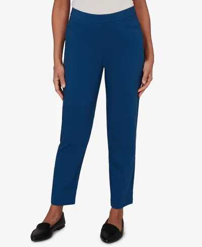 Alfred Dunner Petite Colored Allure Stretch Short-length Pants In Blue
