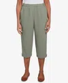 Alfred Dunner Petite Copper Canyon Button Tab Patch Pocket Capri Pants In Green