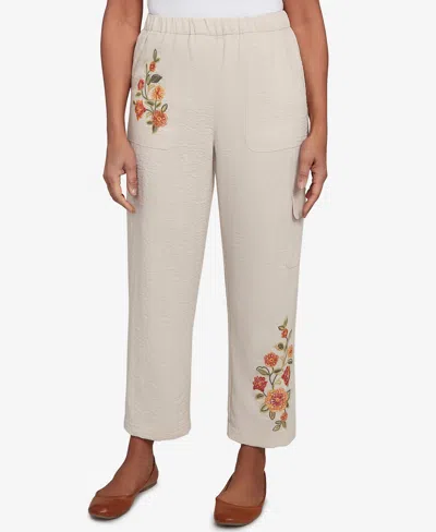 Alfred Dunner Petite Copper Canyon Floral Embroidered Ankle Pants