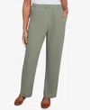 Alfred Dunner Petite Copper Canyon Patch Pocket Medium Length Elastic Waistband Pants In Green