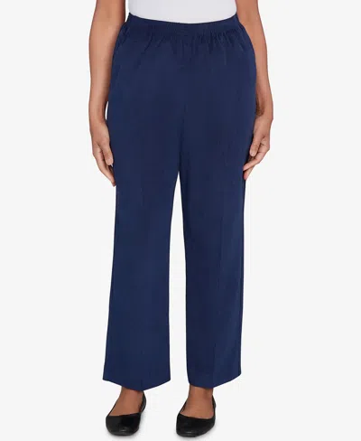 Alfred Dunner Petite Corduroy Elastic Waist Short-length Pants In Blue