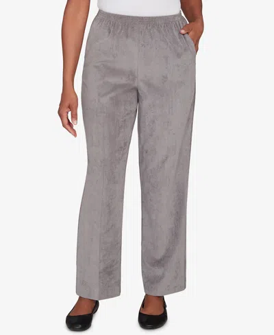 Alfred Dunner Petite Corduroy Elastic Waist Short-length Pants In Gray