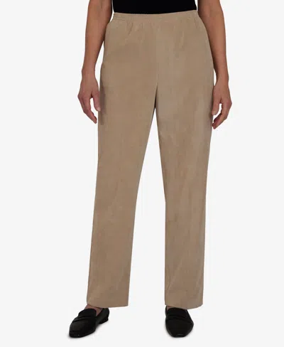 Alfred Dunner Petite Corduroy Elastic Waist Short-length Pants In Brown