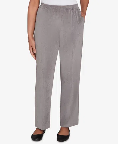 Alfred Dunner Petite Corduroy Medium Length Pants In Gray