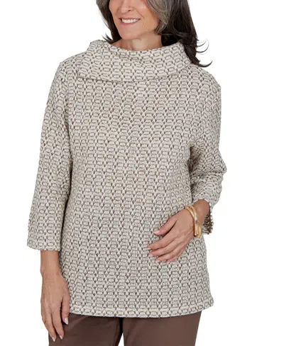 Alfred Dunner Petite Cowl Neck 3/4-sleeve Knit Blouse In Green