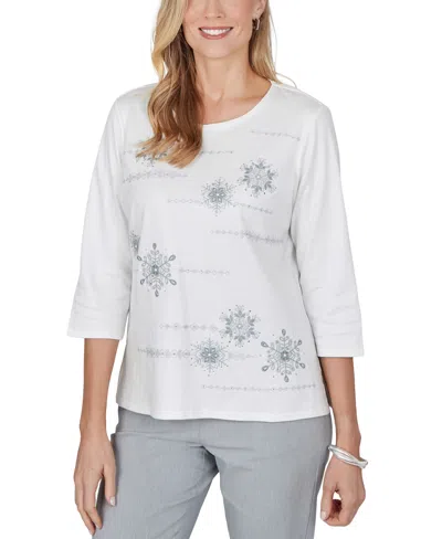 Alfred Dunner Petite Crewneck 3/4-sleeve T-shirt In Animal Print