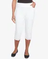 Alfred Dunner Petite Crystal Springs Eyelet Cuff Capri Pants In White