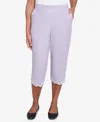 Alfred Dunner Petite Crystal Springs Eyelet Embroidered Capri Pants In Purple