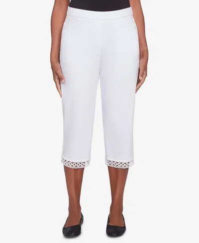 Alfred Dunner Petite Dress Code Comfort Allure Embellished Capri Pants In Pure White