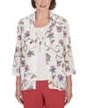 Alfred Dunner Plus Size Sedona Sky Warm Embroidered Two In One Top With Necklace In Ivory