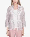 Alfred Dunner Petite Estate Of Mind Floral Lace Two In One Top With Necklace In Multi Pink