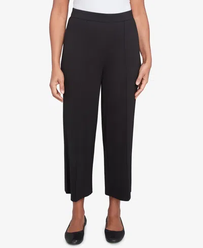 Alfred Dunner Petite Flat Front Relaxed Ankle Pants In Black