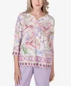 ALFRED DUNNER PETITE GARDEN PARTY PAISLEY FLORAL BORDER TOP