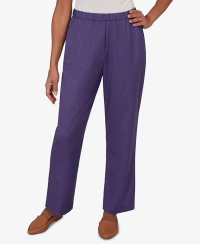 Alfred Dunner Petite Grand Bazaar Textured Pull-on Pants In Purple