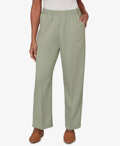 Alfred Dunner Petite Indigo Girls Sage Twill Pull-on Pants In Green