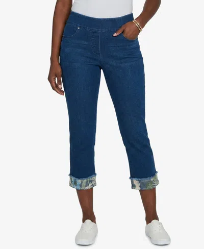 Alfred Dunner Petite Indigo Girls Sequin Embellished Ankle Jeans In Blue