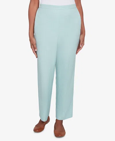 Alfred Dunner Petite Kensington Gardens Relaxed Linen Medium Length Pants In Pistachio