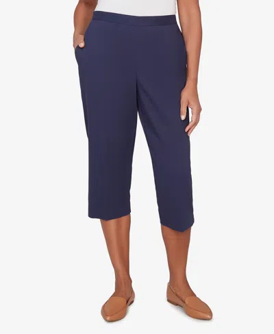 Alfred Dunner Petite Lady Liberty Heat-set Side-seam Pocket Capri Pants In Blue