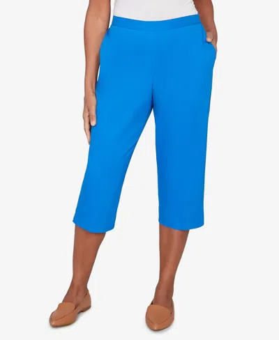 Alfred Dunner Petite Lady Liberty Heat-set Side-seam Pocket Capri Pants In Blue