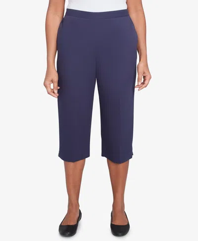 Alfred Dunner Petite Land Of The Free Star Studded Capri Pants In Navy
