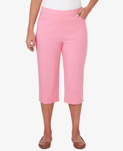 Alfred Dunner Petite Miami Beach Miami Clamdigger Pull-on Pants In Pink