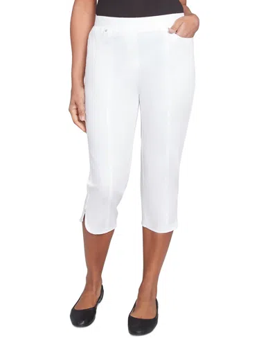 Alfred Dunner Petite Mid-rise Tulip-hem Capri Pants In White
