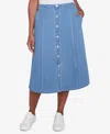Alfred Dunner Petite Paneled Full Length Denim Skirts In Medium Denim