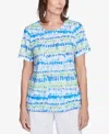 Alfred Dunner Plus Size Parrot Cay Tie Dye Chicklet Crew Neck T-shirt In Cobalt Multi