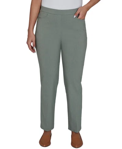 Alfred Dunner Petite Provence Millennium Flat Front Short Length Pant In Olive