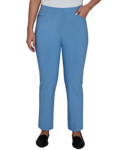 Alfred Dunner Petite Provence Millennium Flat Front Short Length Pant In Blue