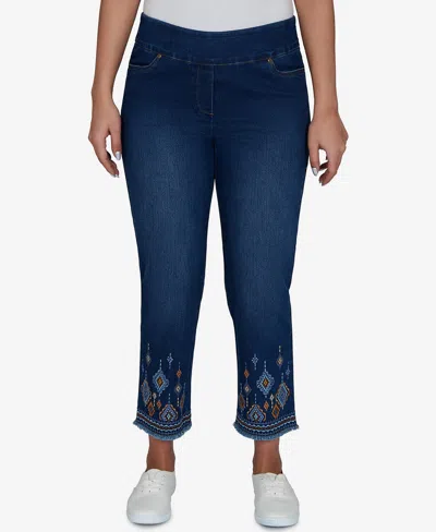 Alfred Dunner Petite Pull-on Cropped Pants In Indigo