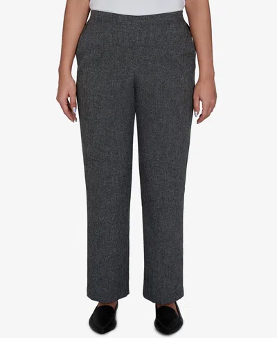 Alfred Dunner Petite Pull-on Straight Leg Mid-rise Pants In Black,white