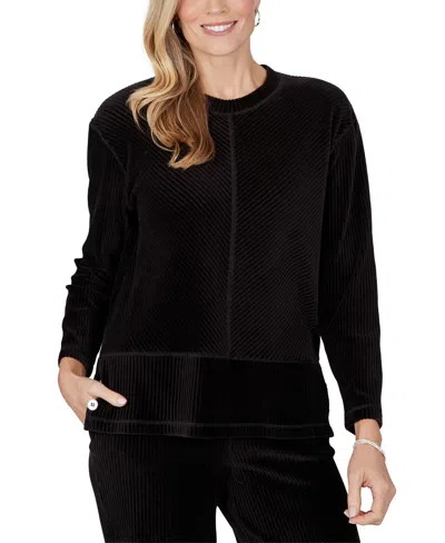 Alfred Dunner Petite Ribbed Crewneck 3/4-sleeve Sweater In Multi