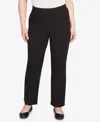 Alfred Dunner Petite Textured Pull On Elastic Medium Length Pants In Black