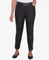 Alfred Dunner Petite Rue Rivoli Faux Leather Flat Elastic Waist Medium Length Pants In Black
