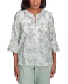 Alfred Dunner Petite Santa Fe Embroidered Flare-sleeve Top