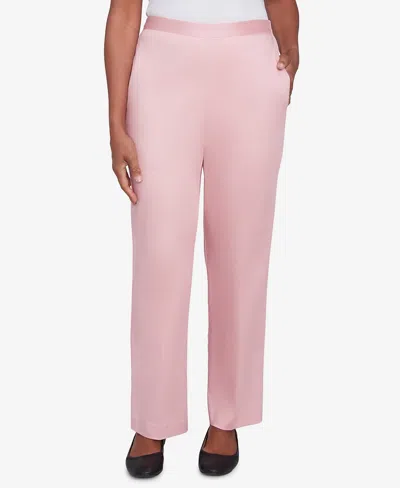 Alfred Dunner Petite Sateen Woven Medium Length Pants In Rose