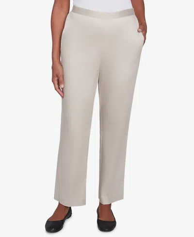 Alfred Dunner Petite Sateen Woven Short Length Pants In Almond