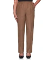 Alfred Dunner Petite Classic Textured Mid Rise Pull-on Pants In Brown